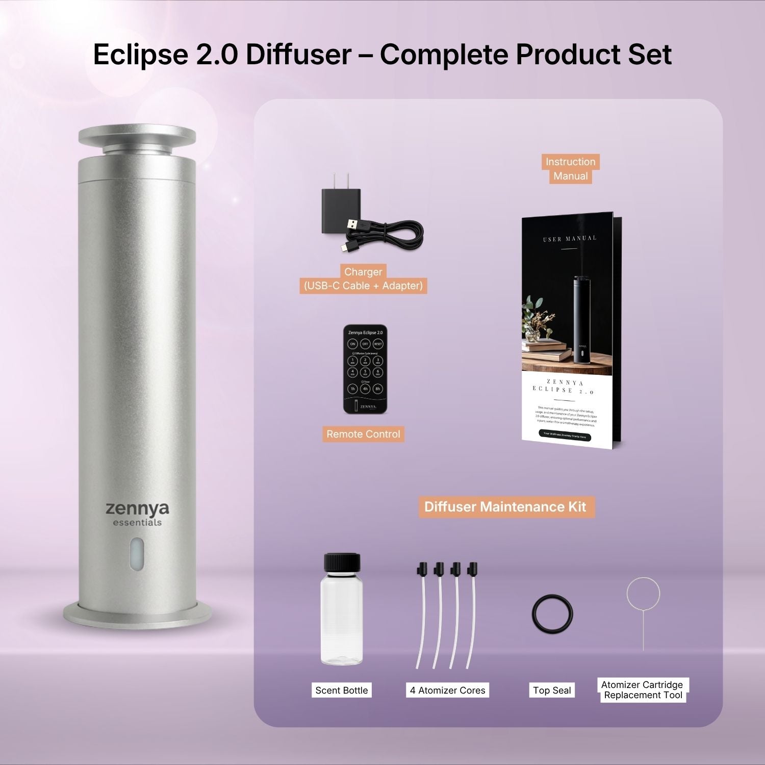 zennya® Eclipse 2.0 Diffuser | Metallic Silver