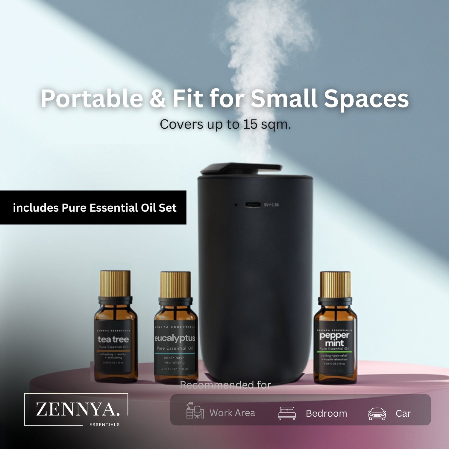 Zennya® Halo Diffuser with Cool Essential Oils Set